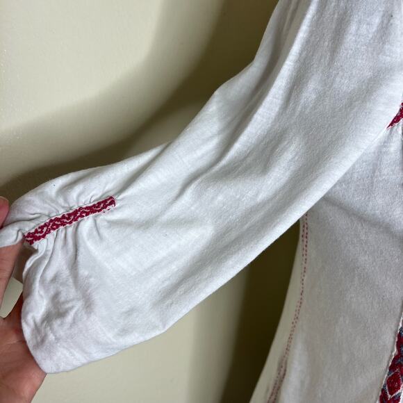 Anthropologie Paper Locket Peasant Top SMALL Embroidered Tasseled Cotton Red - Picture 4 of 9